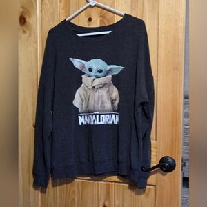 Mandalorian Baby Yoda Dark Grey Sweatshirt Star Wars The Child Grogu Size XL